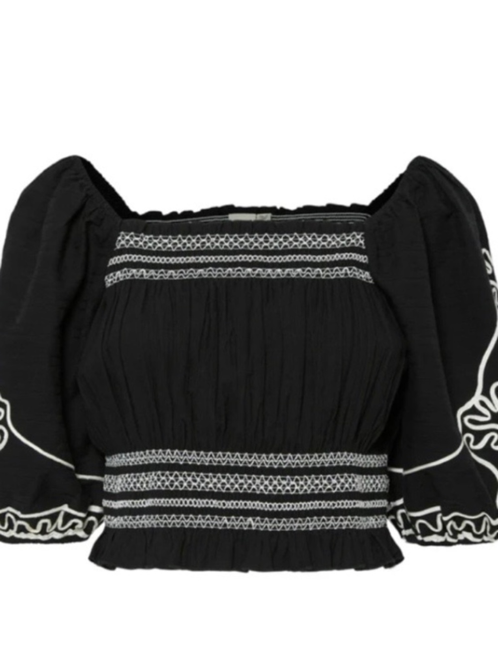 YAS Boho Cropped Black Blouse Size 6 NWT